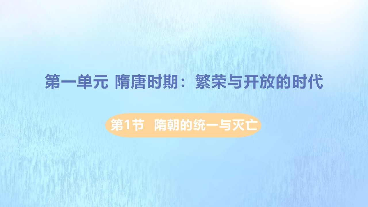 七年级历史下册第一单元隋唐时期繁荣与开放的时代第1节隋朝的统一与灭亡教学课件新人教版