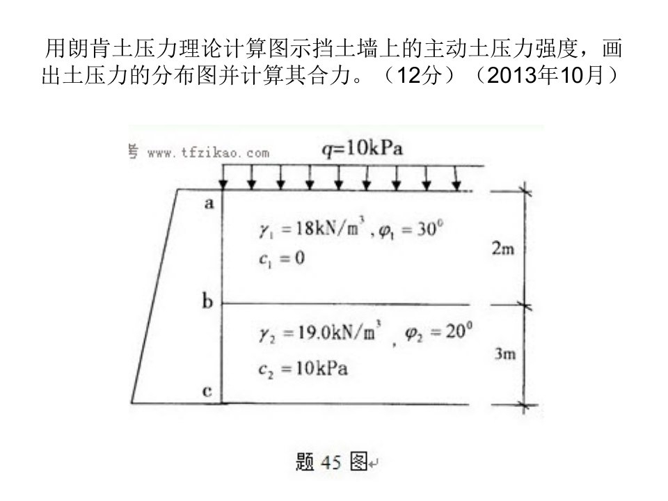 用朗肯土压力理论计算图示挡土墙上