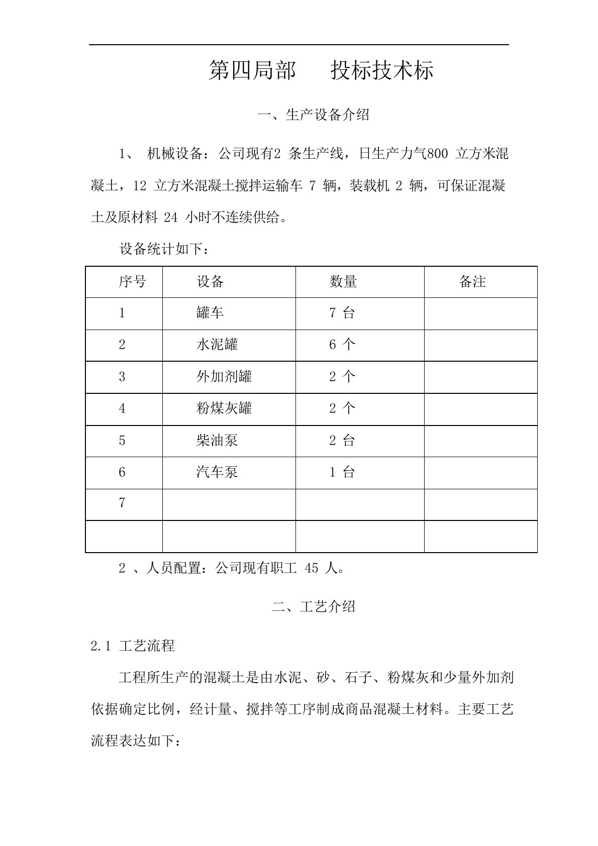 商品混凝土技术标书模板