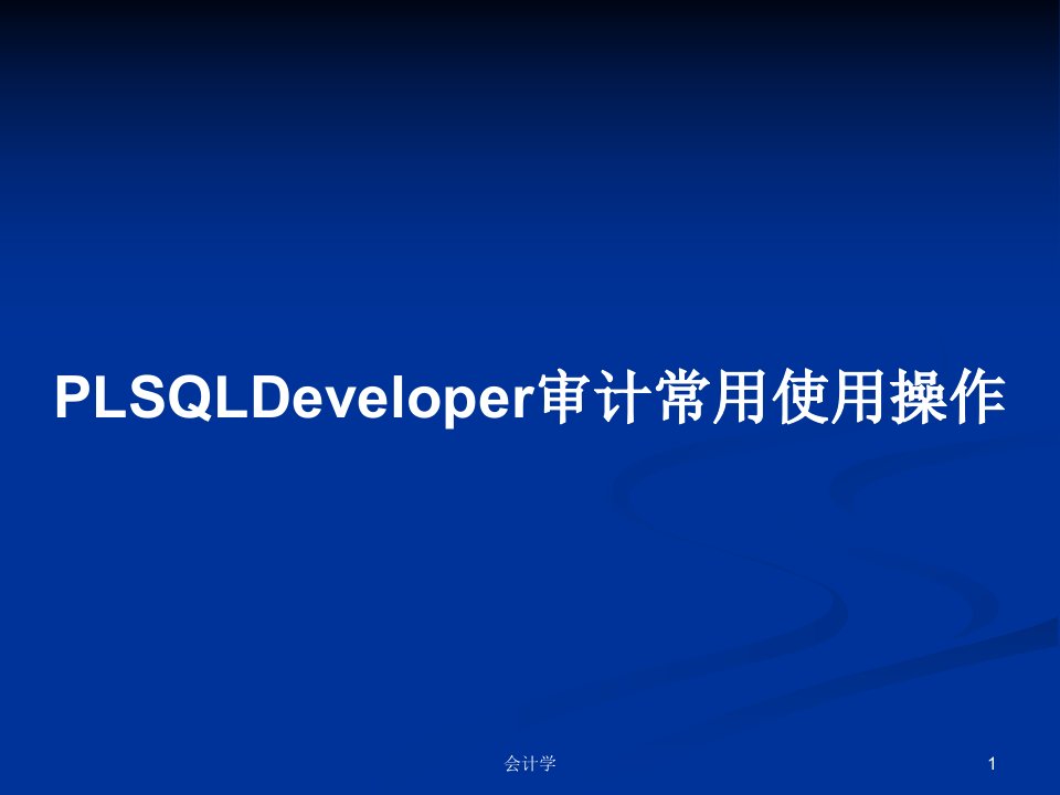 PLSQLDeveloper审计常用使用操作PPT教案