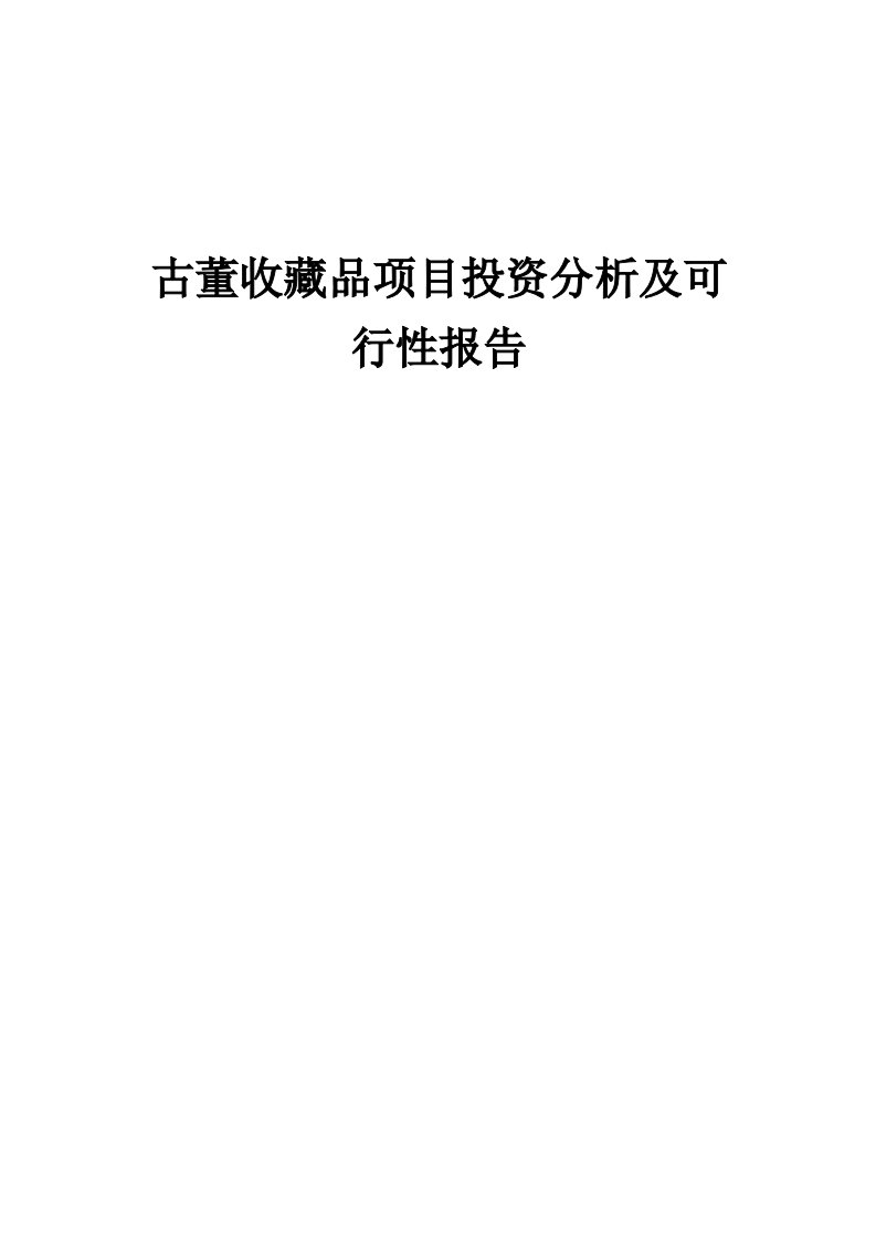 古董收藏品项目投资分析及可行性报告