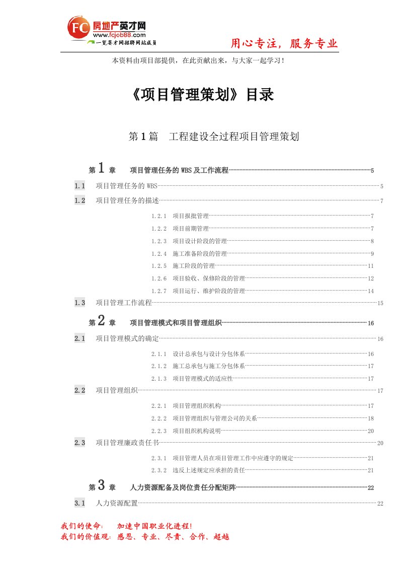 《项目管理策划》目录