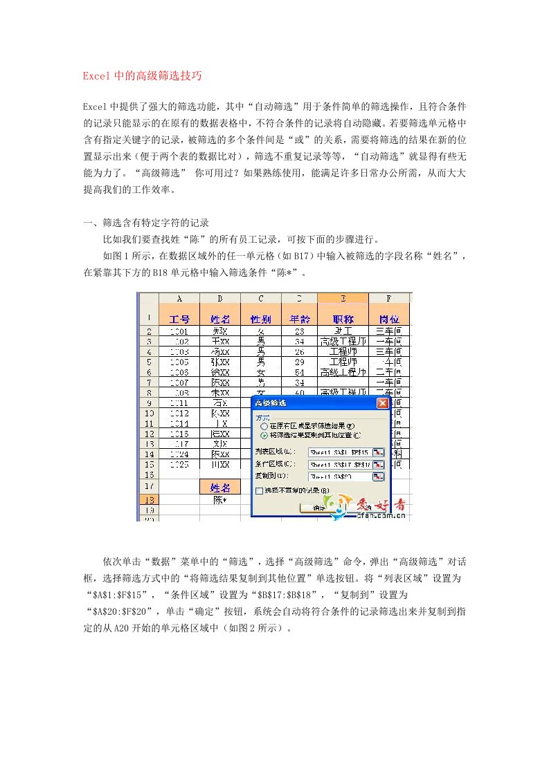 Excel中的高级筛选技巧