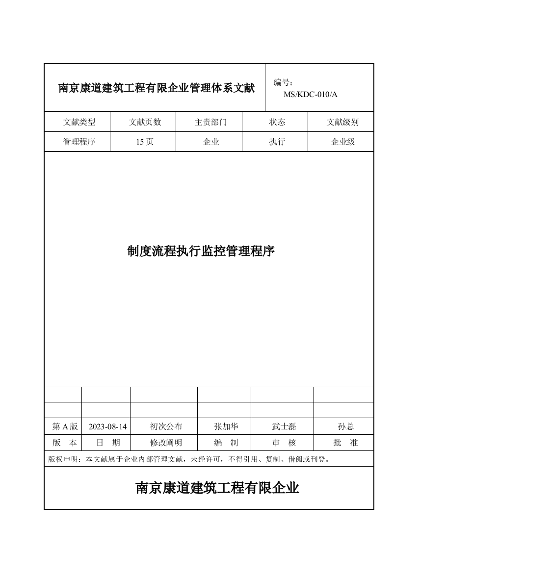 制度流程执行监控管理程序