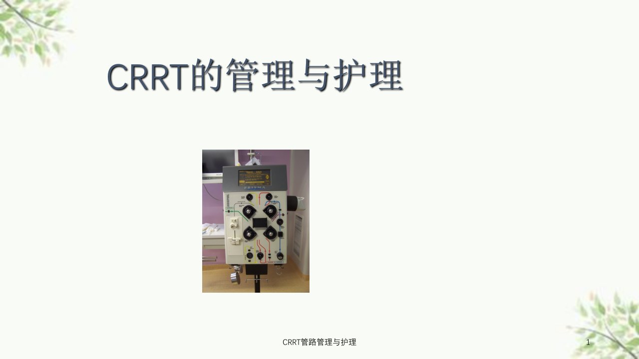 CRRT管路管理与护理课件