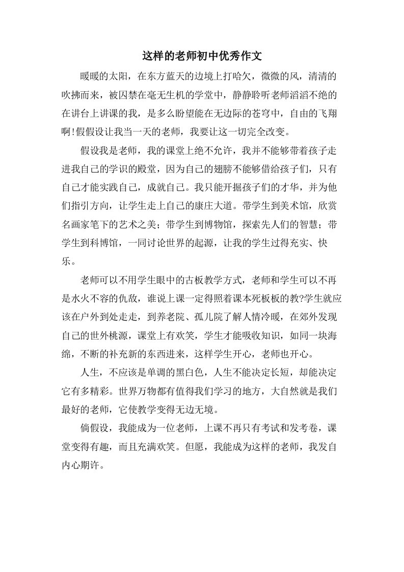 这样的老师初中作文