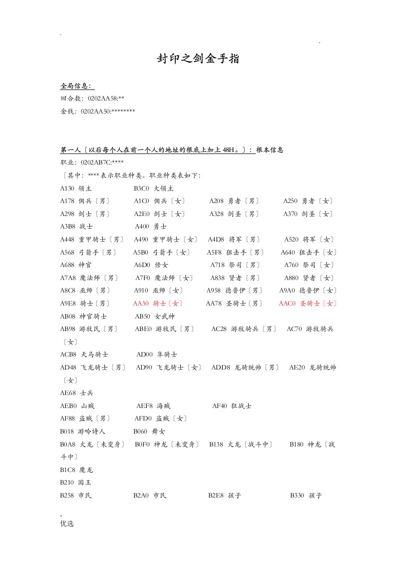 火焰纹章系列金手指