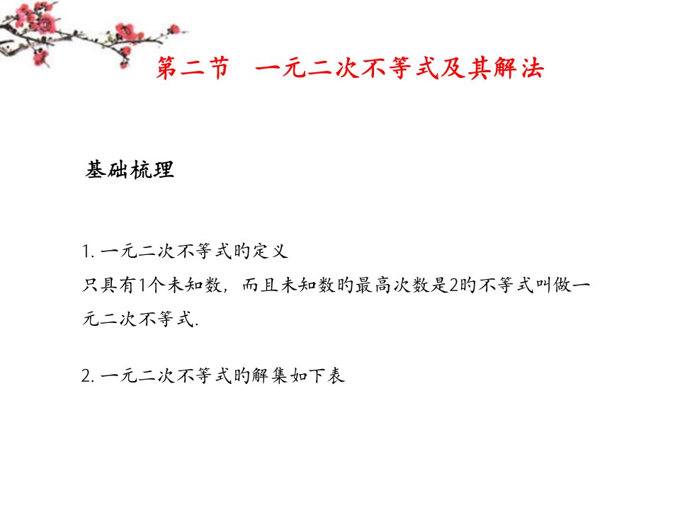 广西桂林市逸仙中学高二数学《一元二次不等式及其解法》省名师优质课赛课获奖课件市赛课一等奖课件