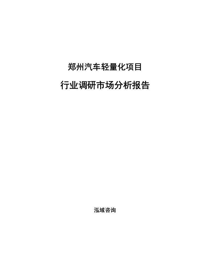 郑州汽车轻量化项目行业调研市场分析报告