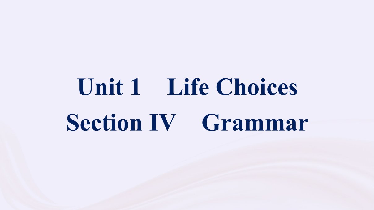 新教材适用2023_2024学年高中英语Unit1LifeChoicesSectionⅣGrammar课件北师大版必修第一册