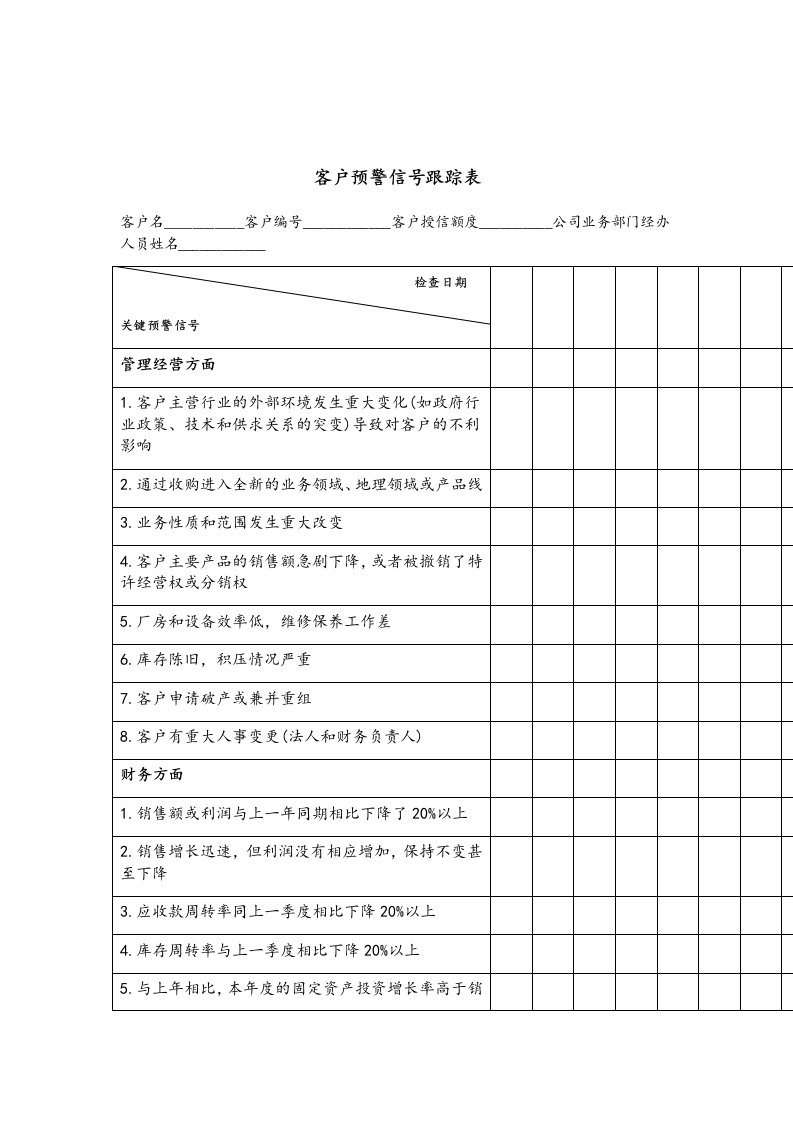 推荐-客户预警信号跟踪表