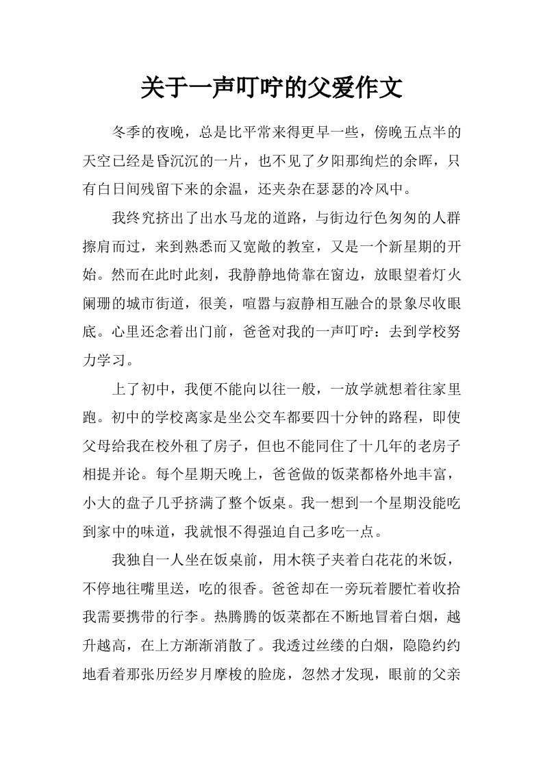 关于一声叮咛的父爱作文