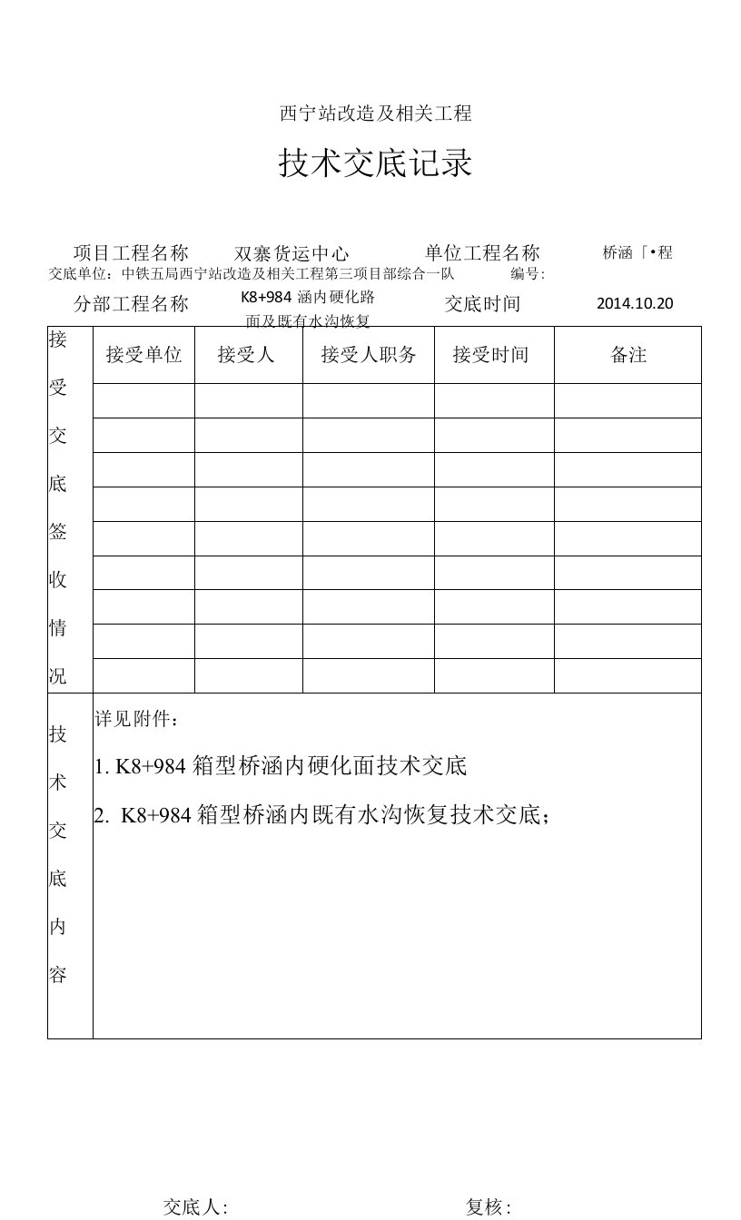 K8+984涵内路面硬化技术交底