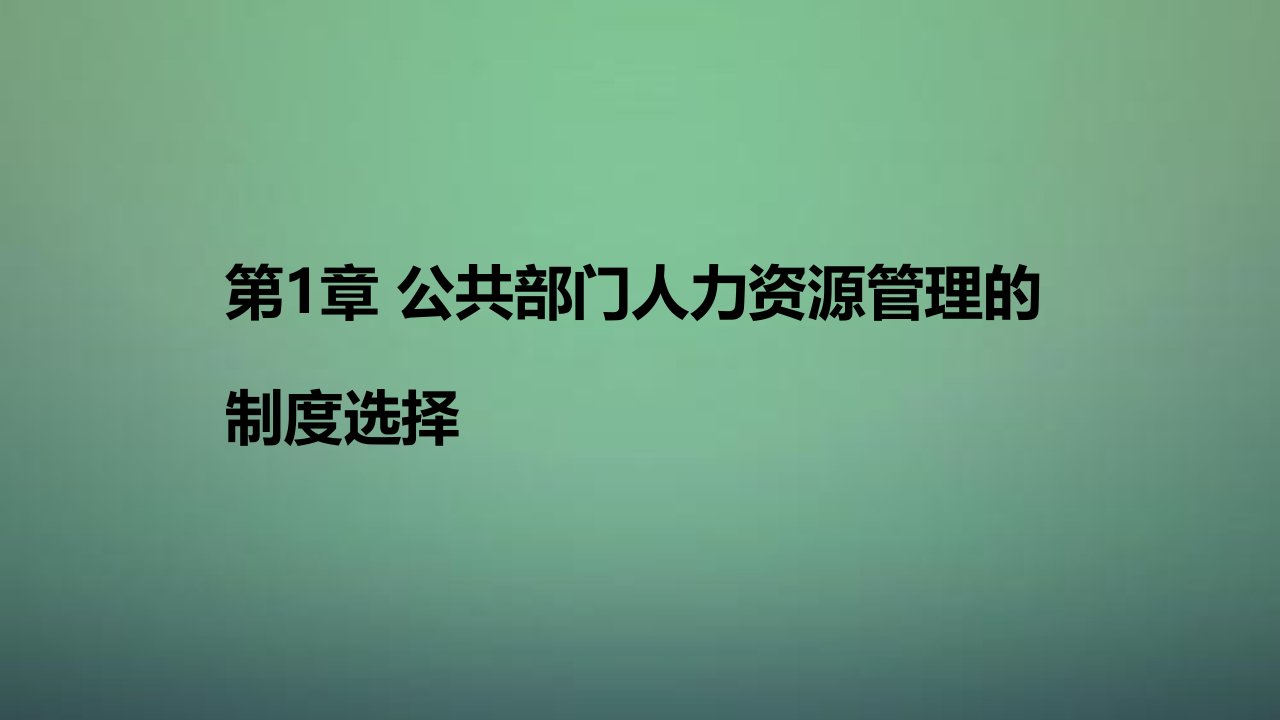 公共部门人力资源管理的制度选择课件