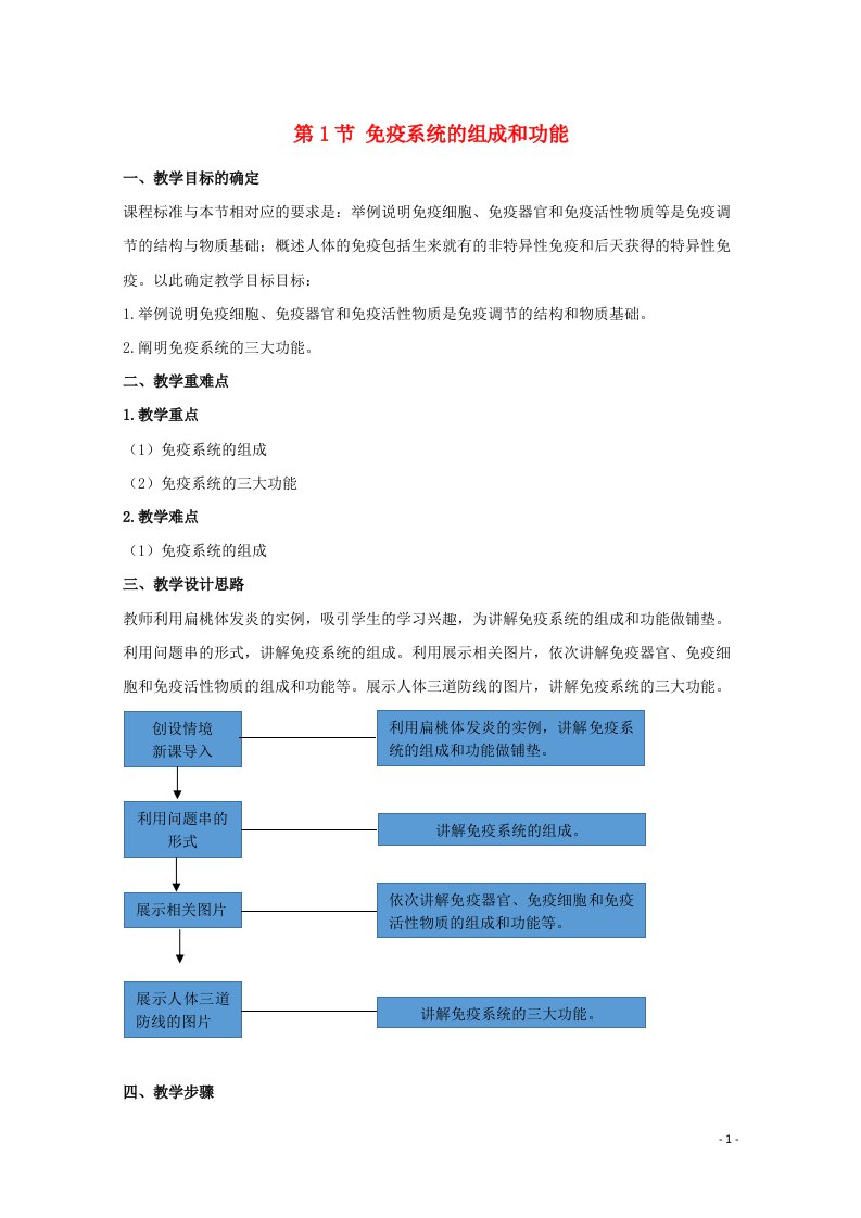 2020_2021学年新教材高中生物第4章免疫调节1免疫系统的结构和功能教案新人教版选择性必修1