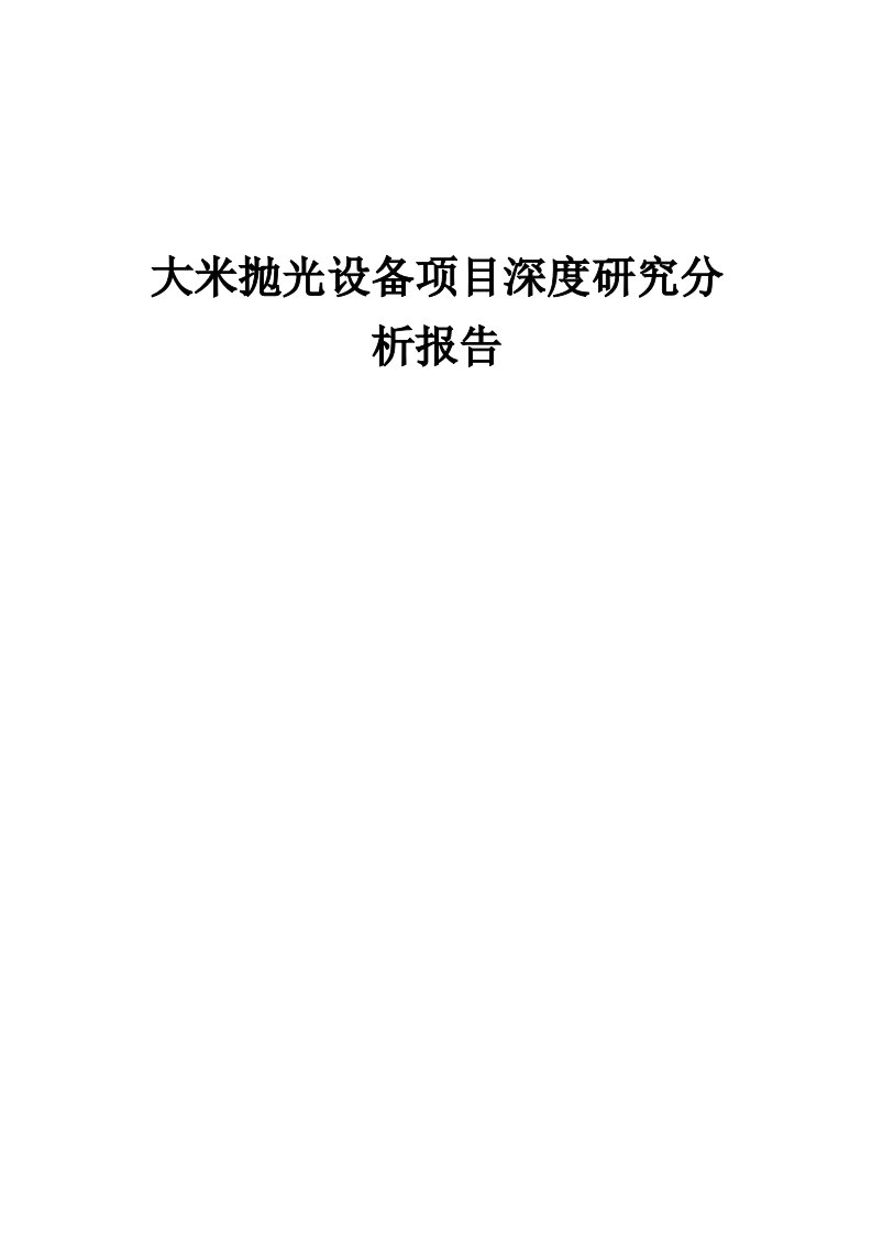 2024年大米抛光设备项目深度研究分析报告