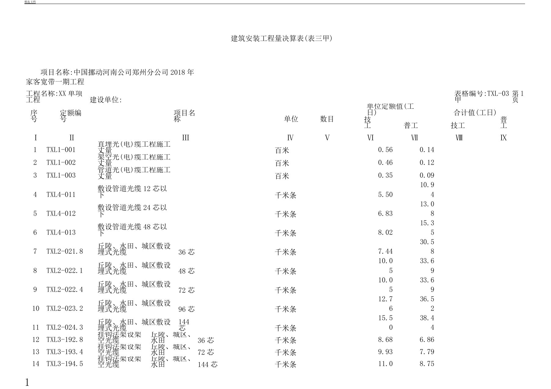 定额新标准模板