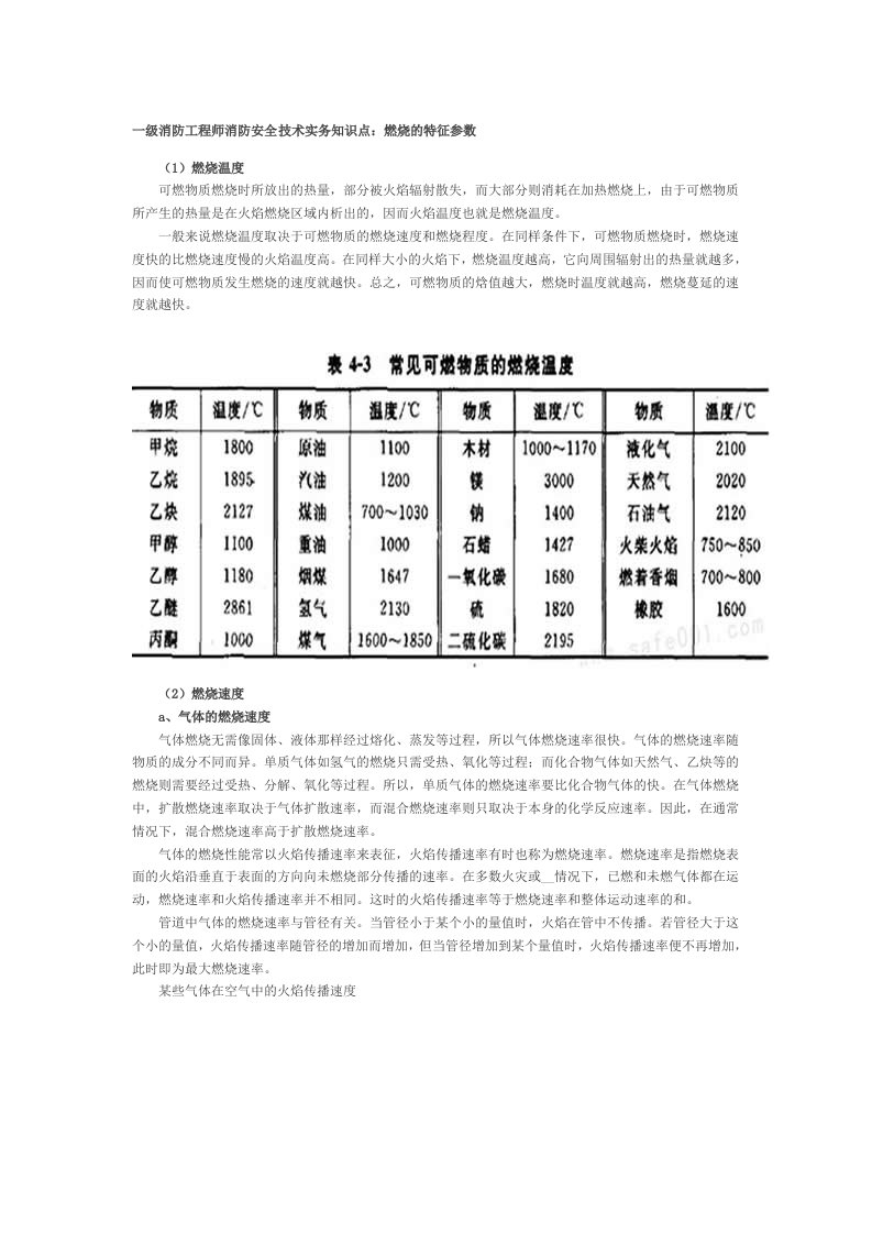 一级消防工程师消防安全技术实务知识点之燃烧的特征参数