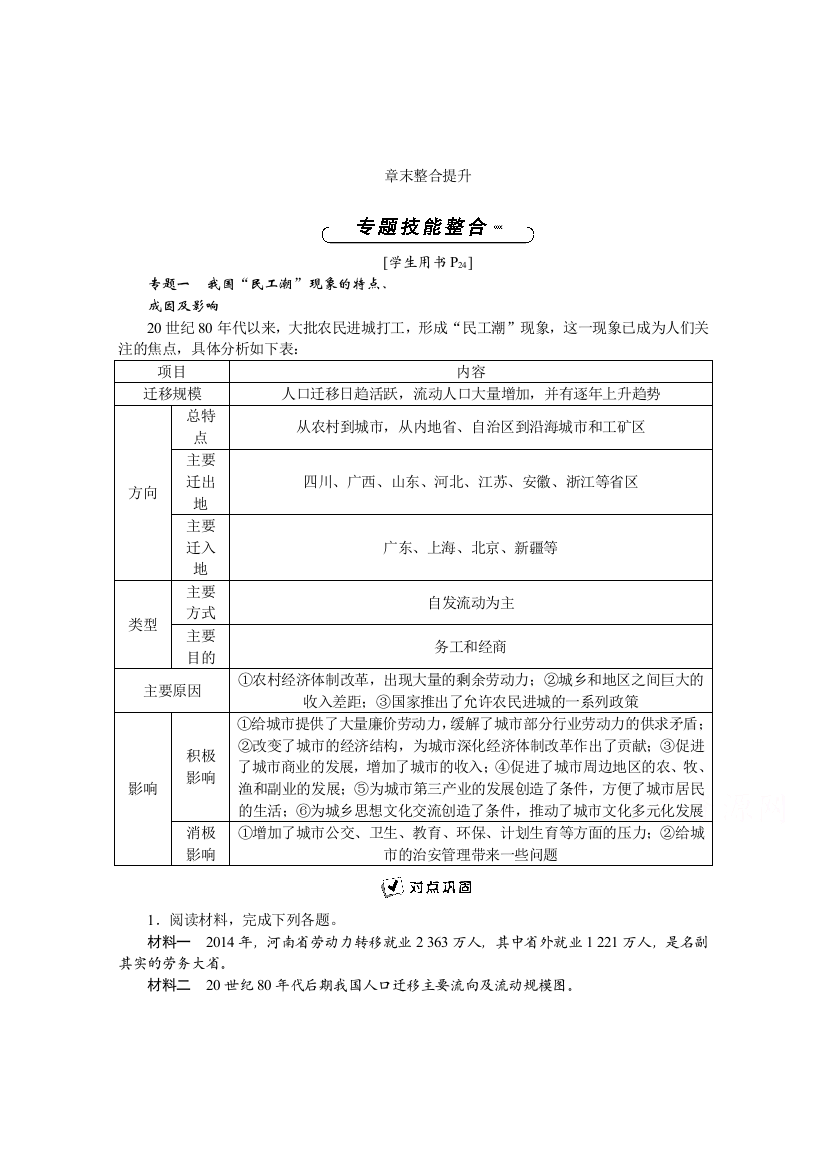 2016版优化方案高中地理湘教版必修二习题