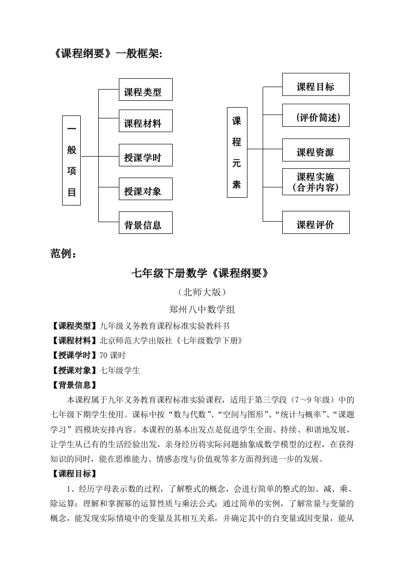 《课程纲要》基本框架