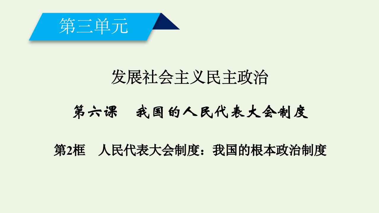 高中政治第三单元发展社会主义民主政治第六课第2框人民代表大会制度：我国的根本政治制度课件新人教版必修2