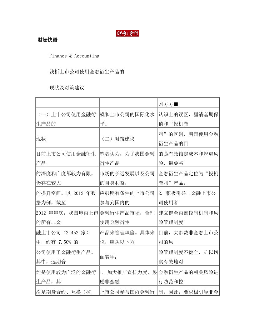 浅析上市公司使用金融衍生产品的现状及对策建议.pdf