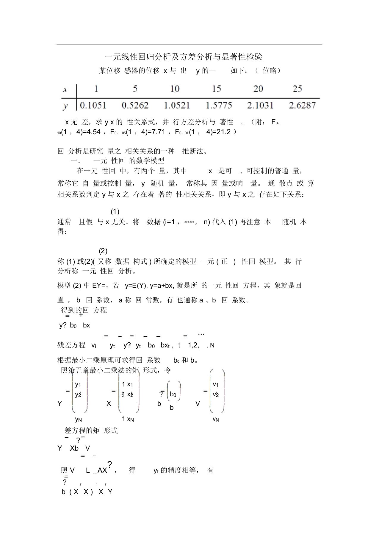 一元线性回归