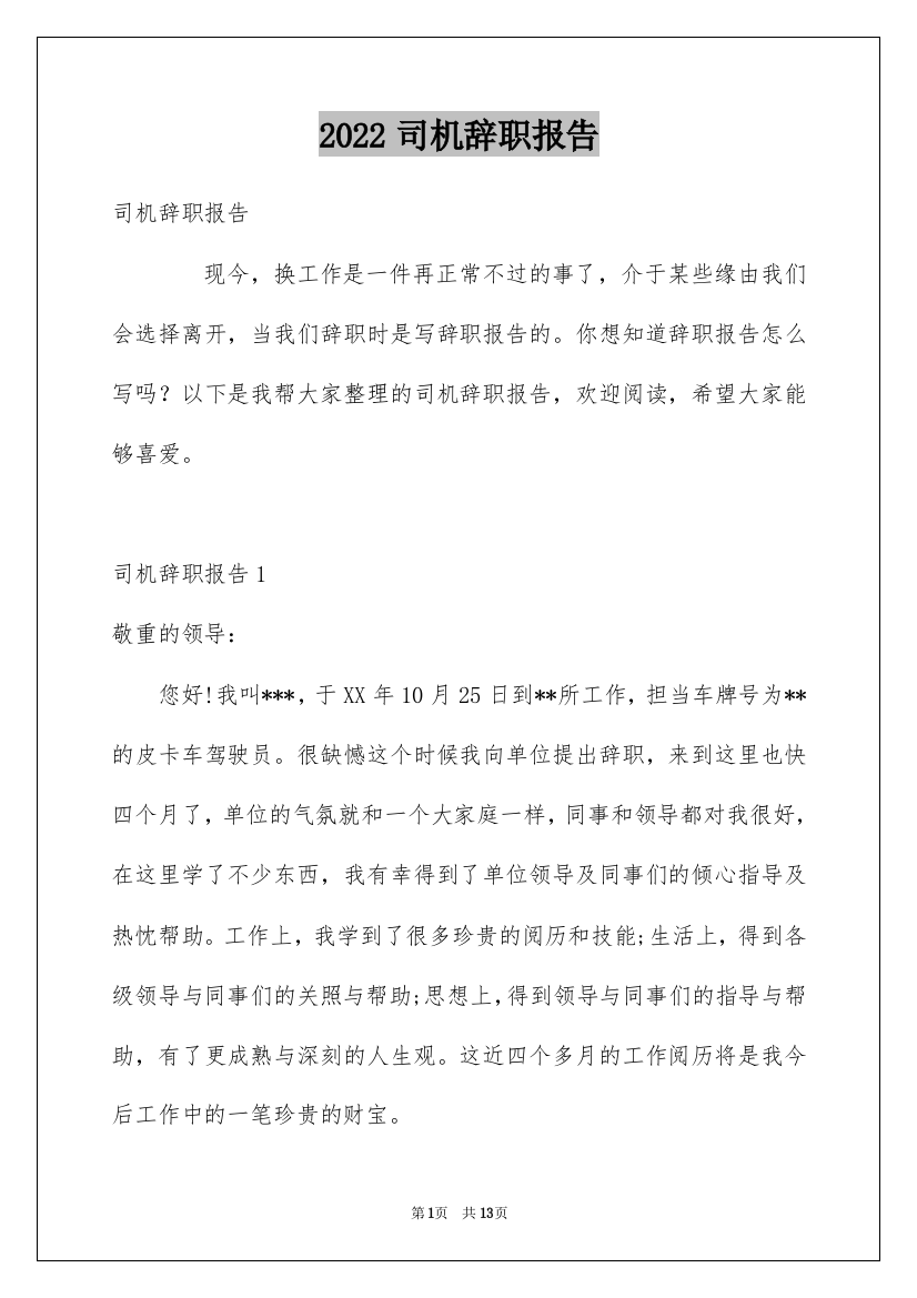 2022司机辞职报告_16