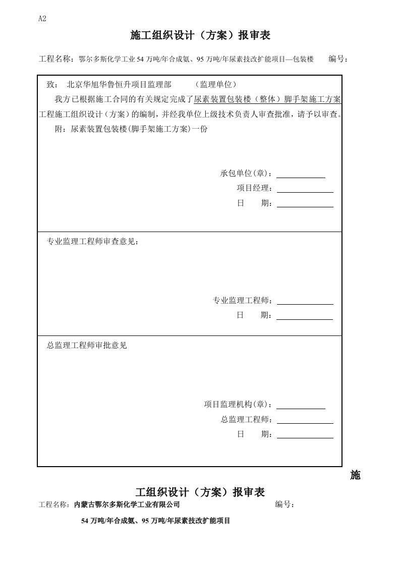 尿素装置包装楼外脚手架专项方案