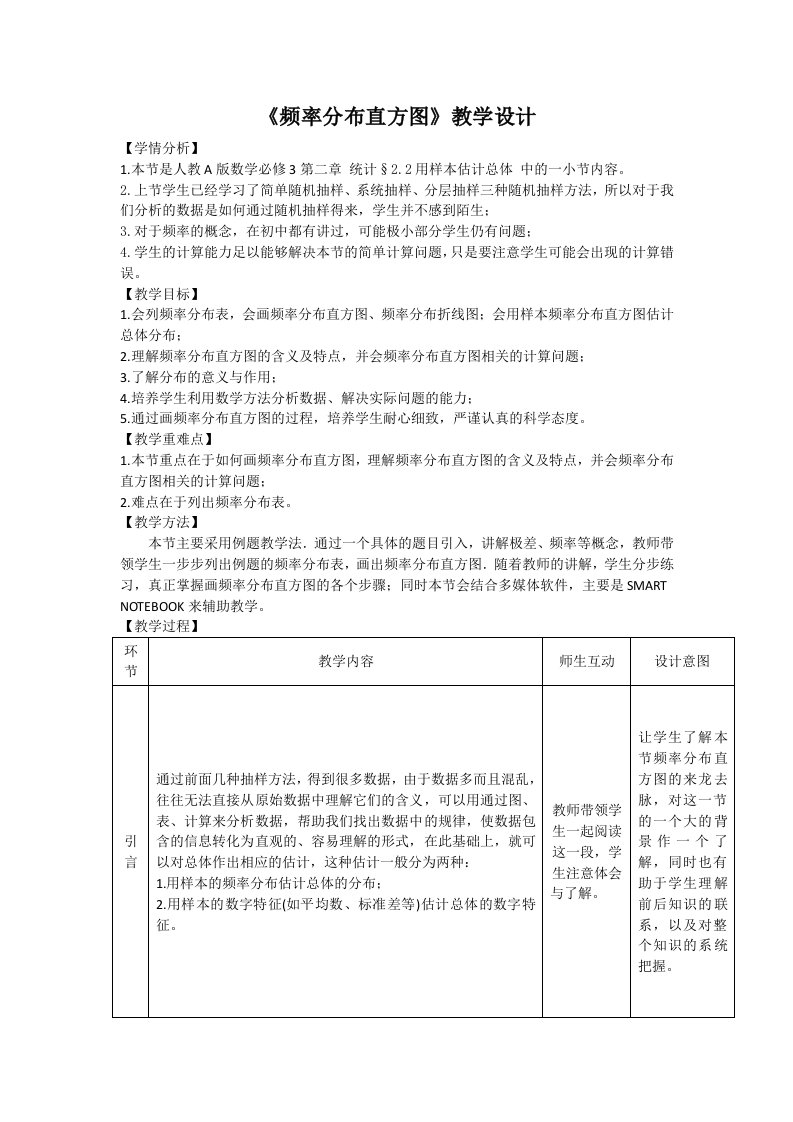 《频率分布直方图》教学设计