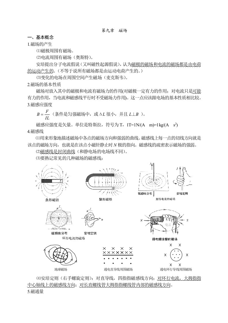 高考物理第一轮复习磁场教案