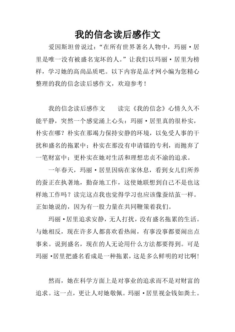 我的信念读后感作文.docx