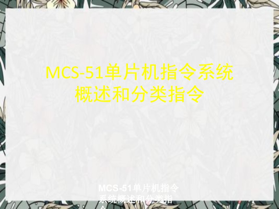 MCS-51单片机指令系统概述与分类指令