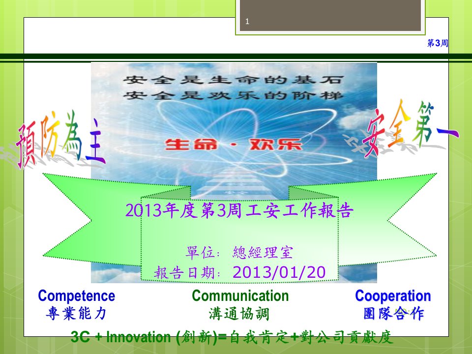 【企业】电子厂第3周工安工作报告范本PPT