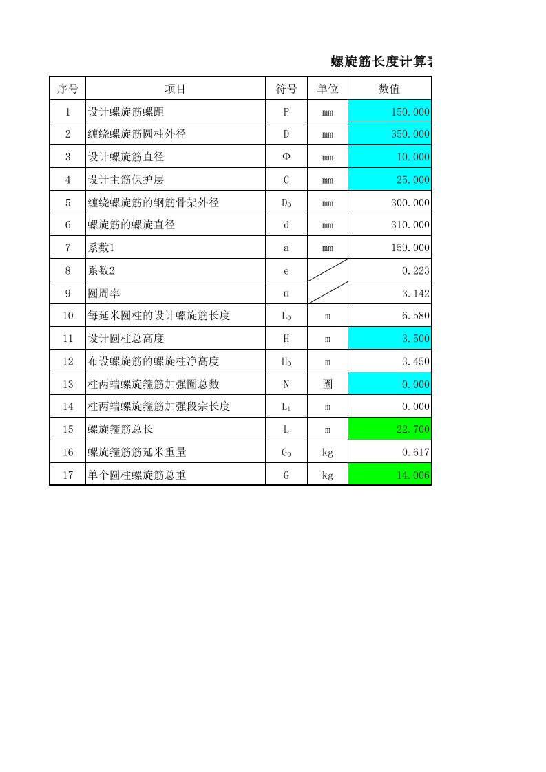 螺旋筋长度计算公式