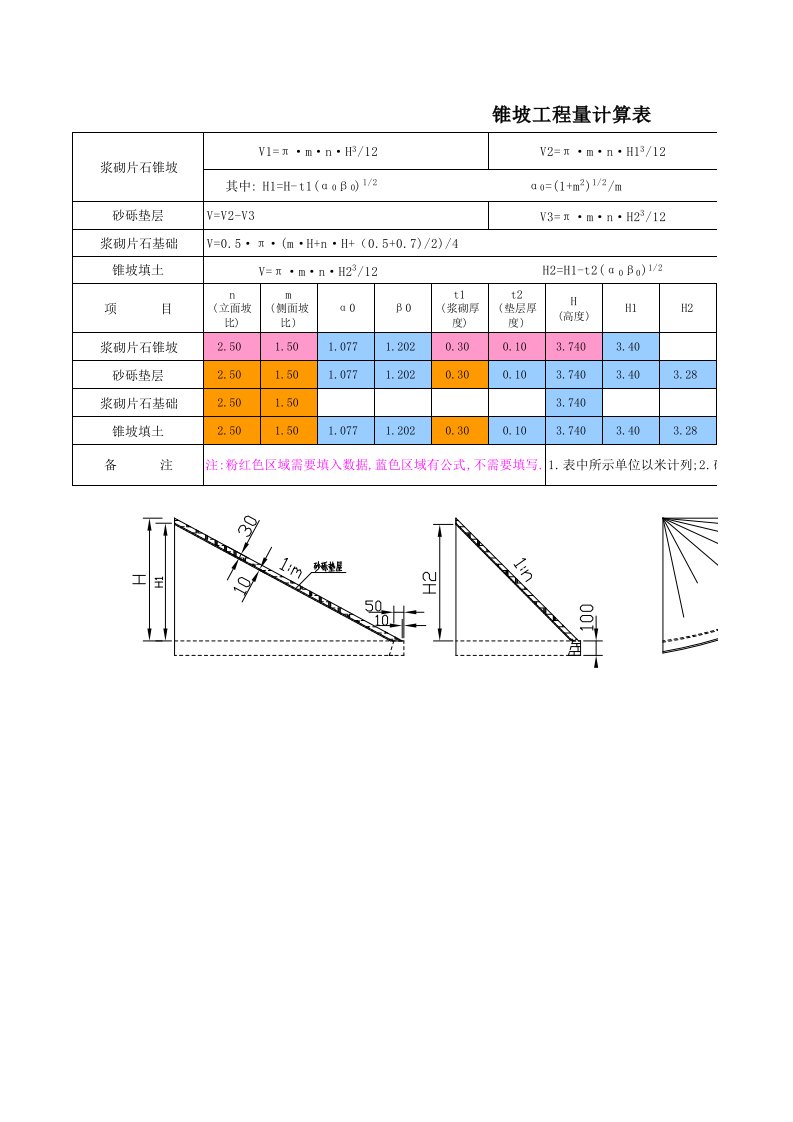 好用锥坡计算公式