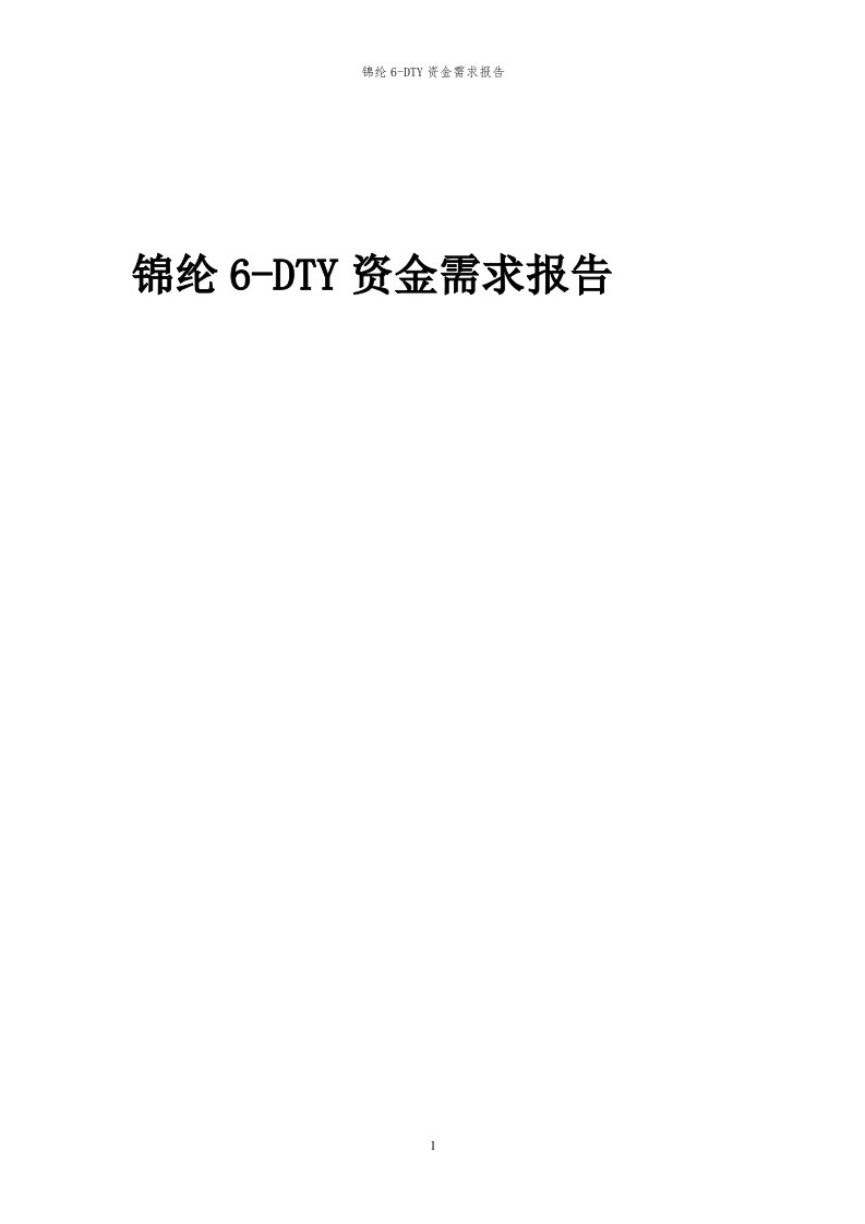 2024年锦纶6-dty项目资金需求报告代可行性研究报告