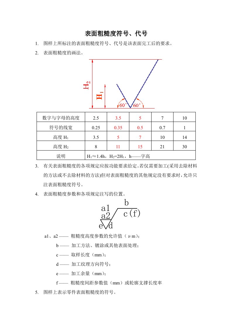 《表面粗糙度符号》word版