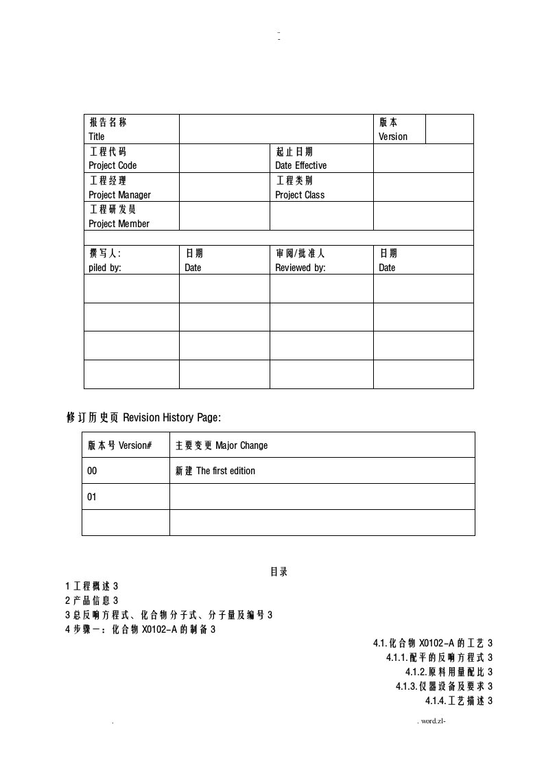 小试报告模板