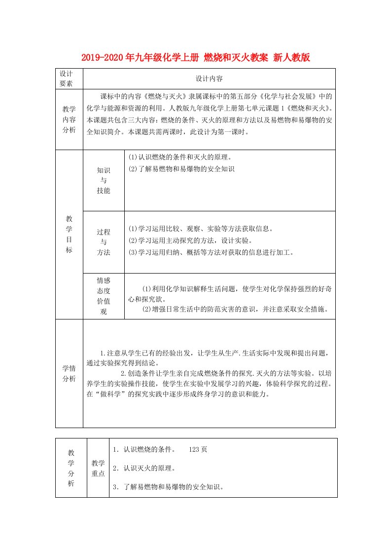 2019-2020年九年级化学上册