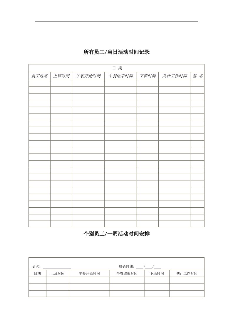 【管理精品】所有员工当日活动时间记录