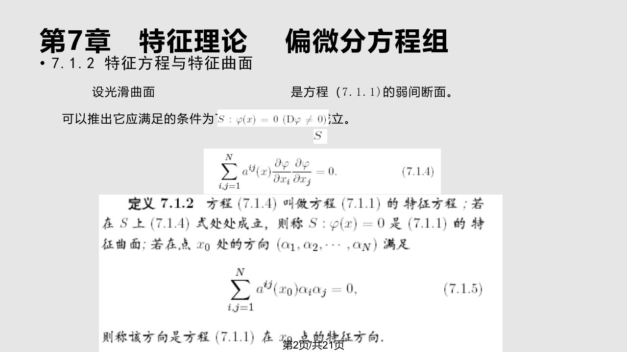 特征理论偏微分方程组