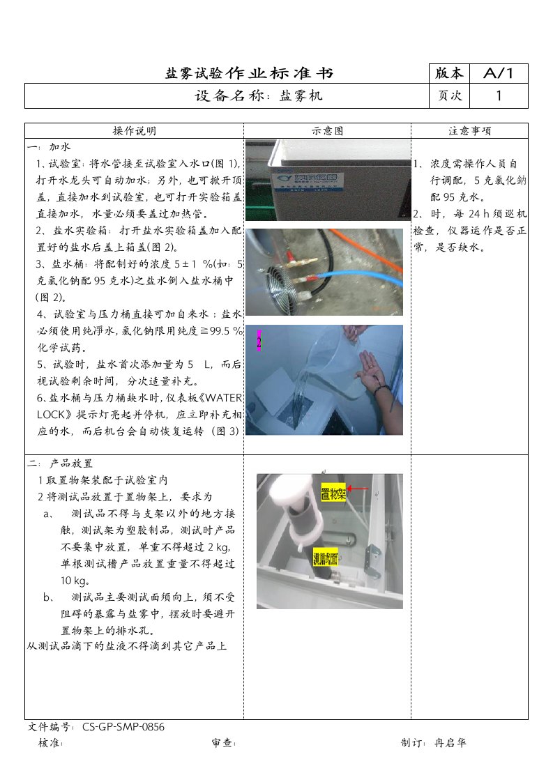 盐雾机操作SOP