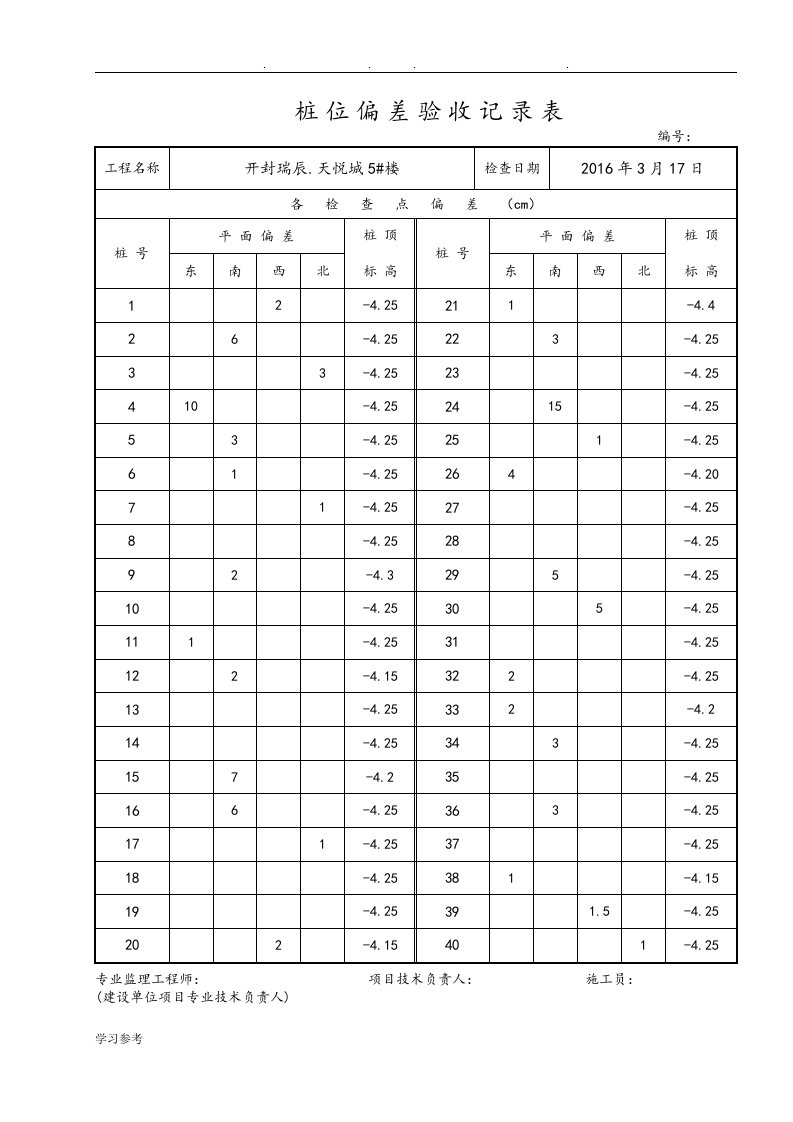 5桩位偏差验收记录表