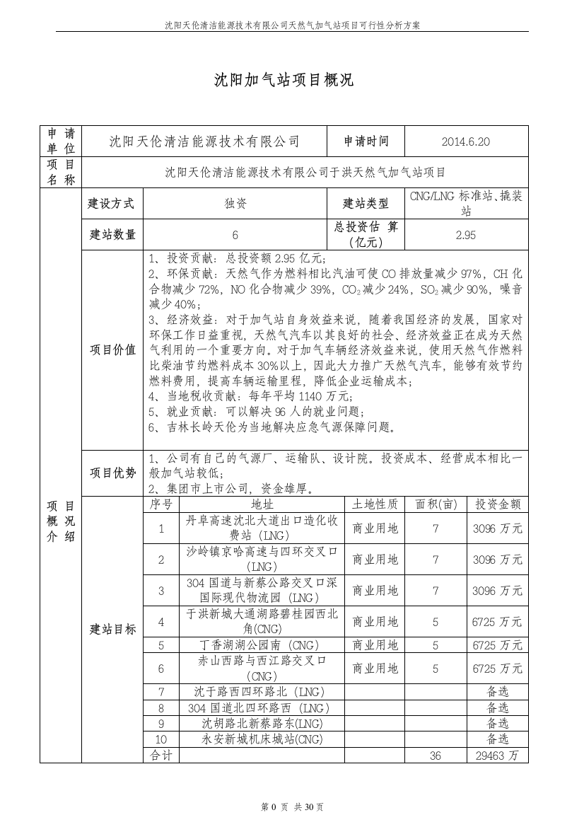 天然气加气站项目申请立项可研报告