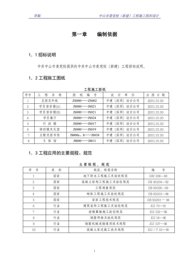 中山市委党校（新建）工程施工组织设计