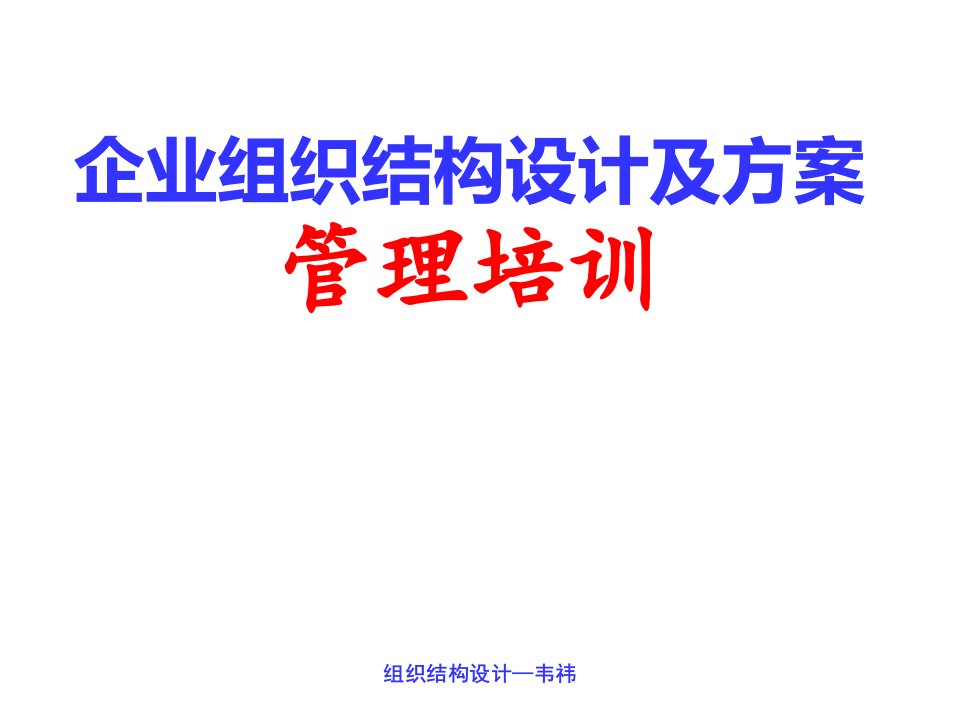 企业组织结构设计及方案管理培训