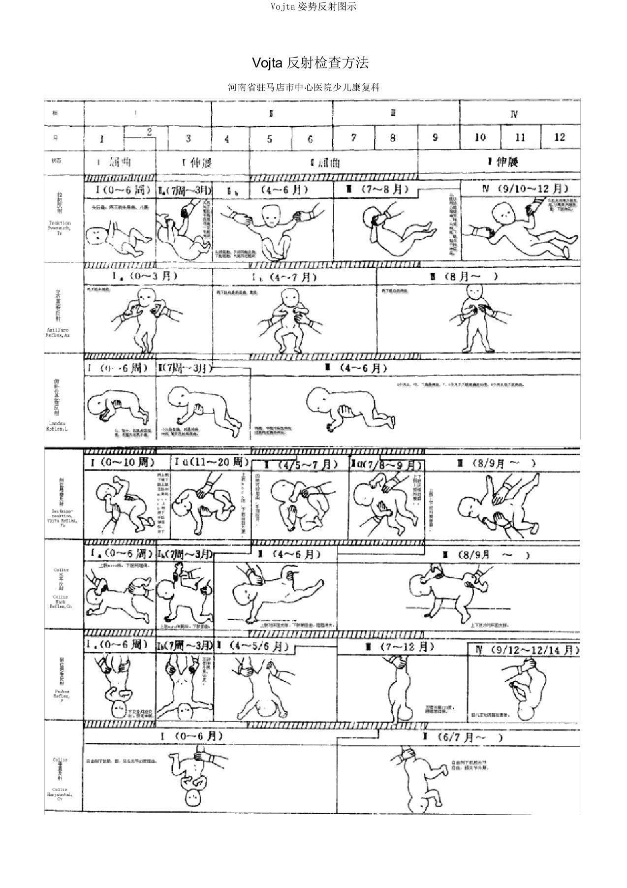 Vojta姿势反射图示