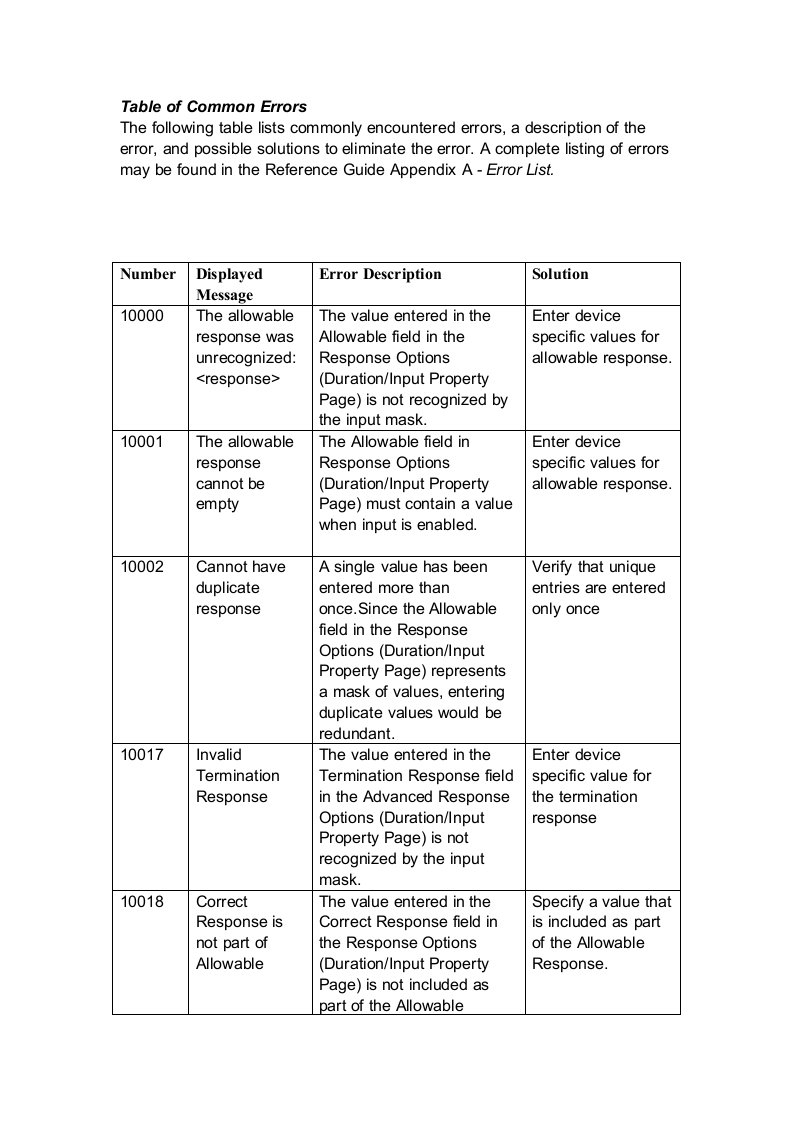 E-Prime常见错误代码表