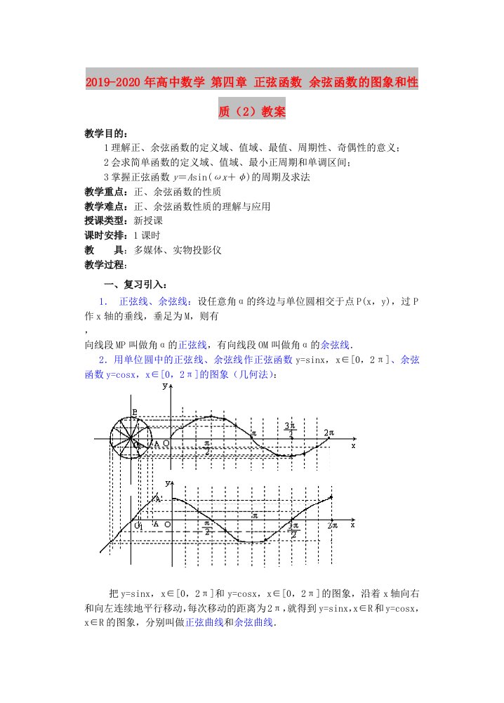 2019-2020年高中数学